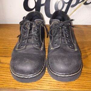 Skechers Black Lace-Up Slip-On Loafers with Contrast Stitching